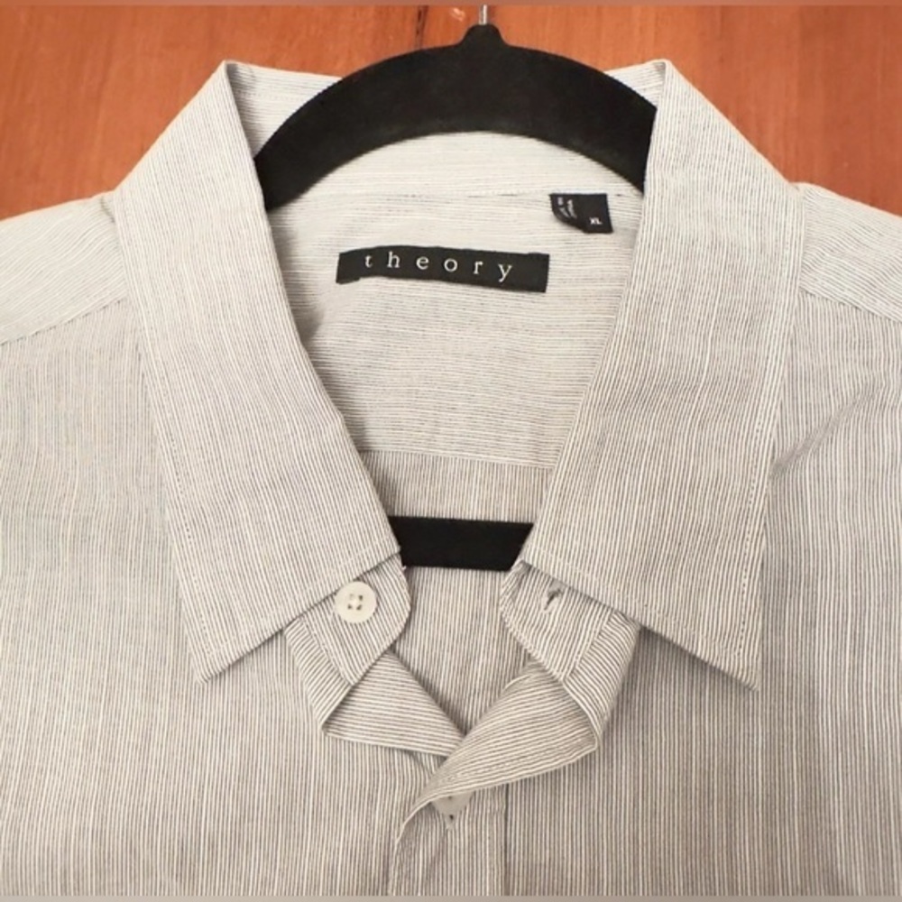 THEORY Gray Striped Shirt